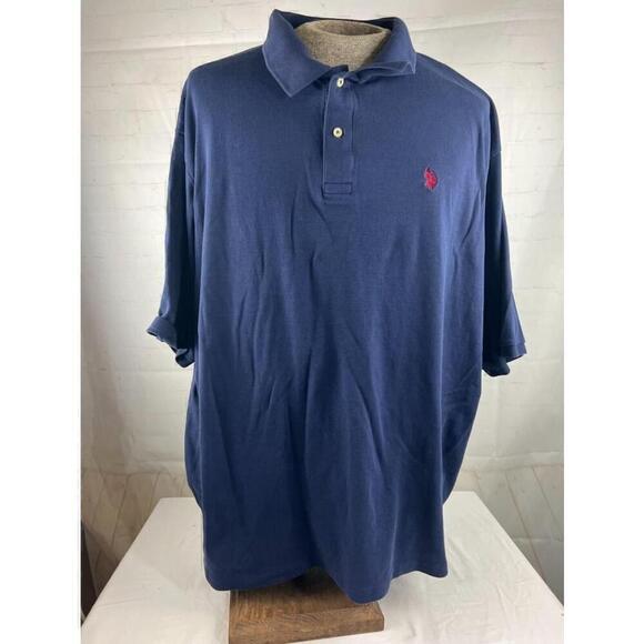 US Polo Assn Mens Big & Tall 4XL Polo Golf Shirt Navy Blue Short Sleeve Luxury - Picture 1 of 5